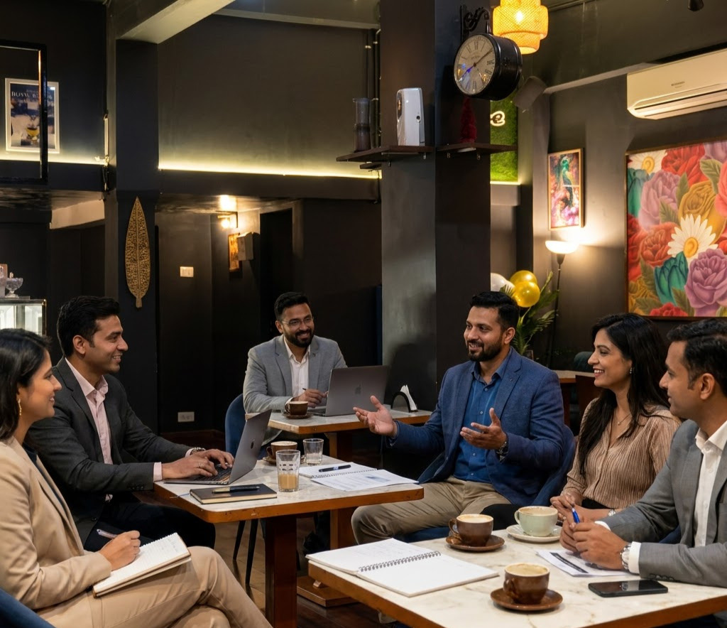 A quiet corner at Panache suited to a business meeting